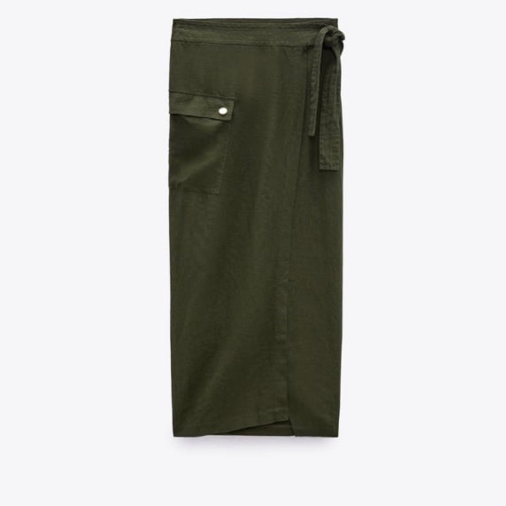 Zara Dark Green Midi Skirt - Picture 6 of 9